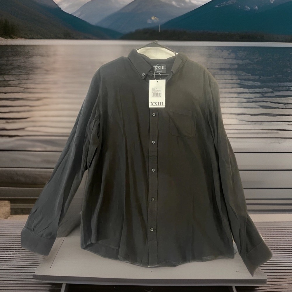 NWT XXIII Shirt Mens 2XL Black Crete Long Sleeve Button‎ Up Casual Dress Office